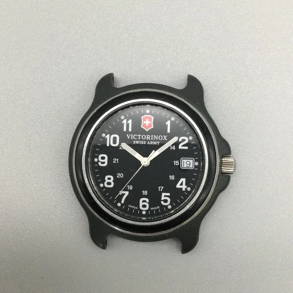 Vtg Victorinox Swiss Army Mens Watch 40mm Black Dial Date NOT RUNNING FOR PARTS